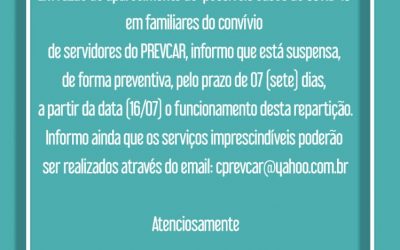 Aviso de Suspensão dos Atendimentos