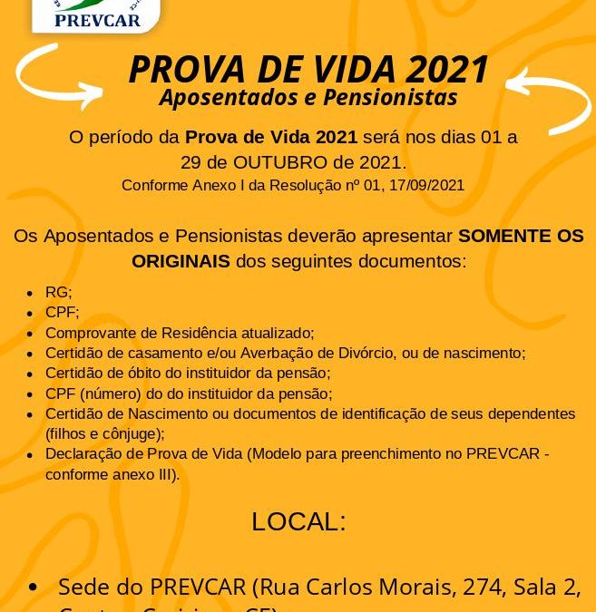 Prova de Vida 2021 – Aposentados e Pensionistas