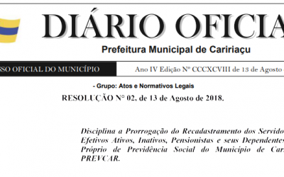 Recadastramento 2018 Prorrogado