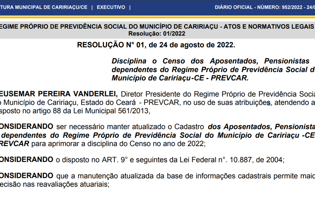 Censo Previdenciário dos Aposentados e Pensionistas